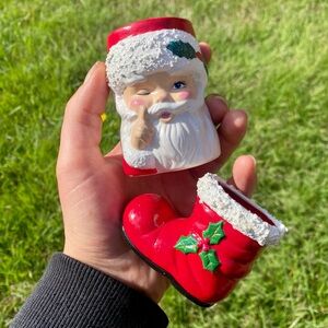 Vintage Ceramic Santa & Boot